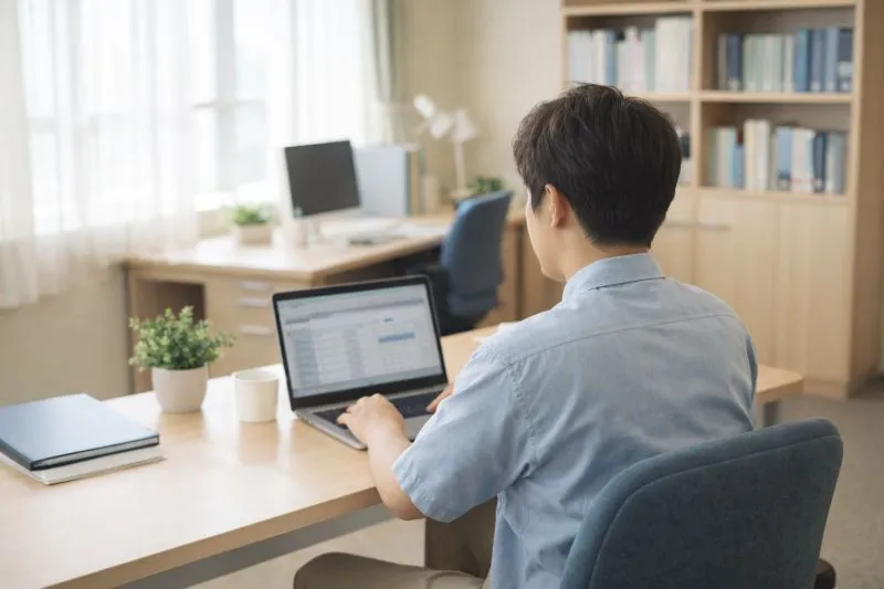 就労継続支援A型でのパソコン作業の様子