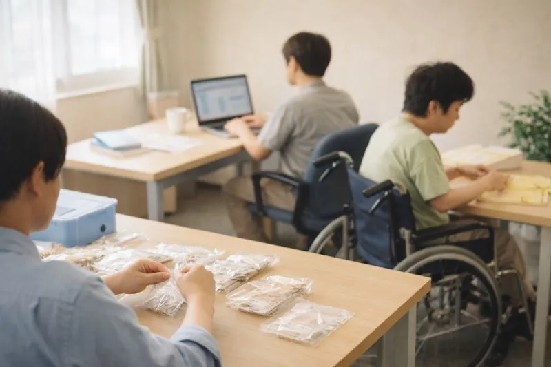 就労継続支援B型で自分のペースで作業する様子